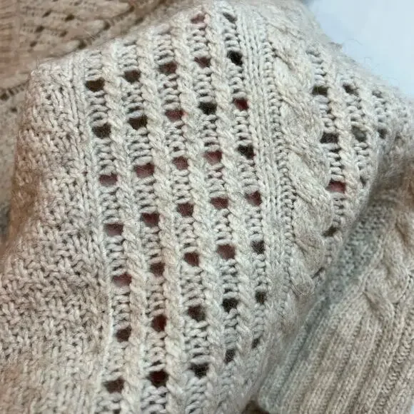 American Eagle Alpaca Wool Blend Sweater Women's Large Cozy Cable Knit Pullover - Picture 10 of 11